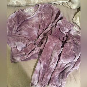 btween Purple Tie-Dye Velvet Kids Matching Set